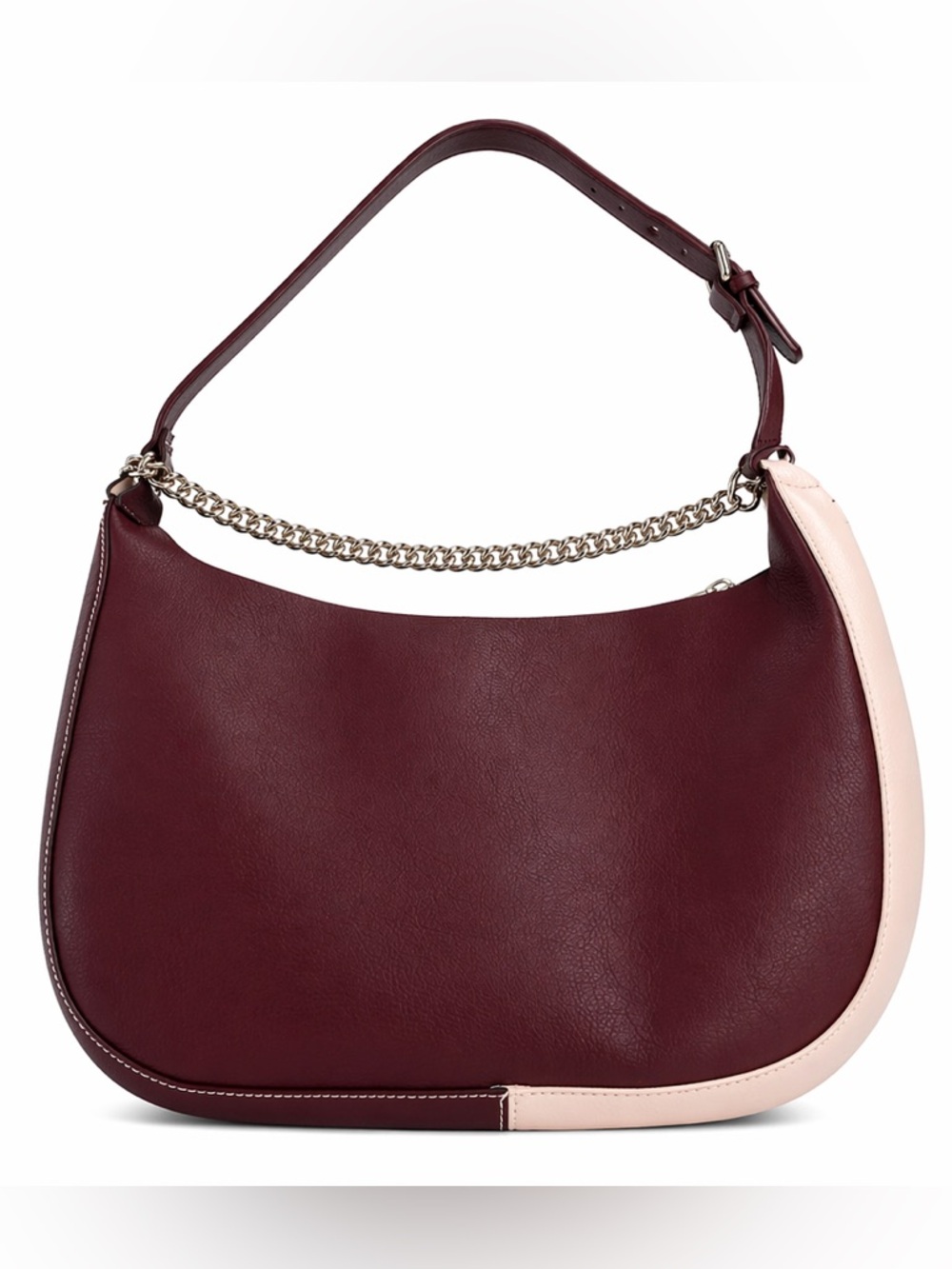 Zara Two-Tone Shoulder Bag in Burgundy and Blush